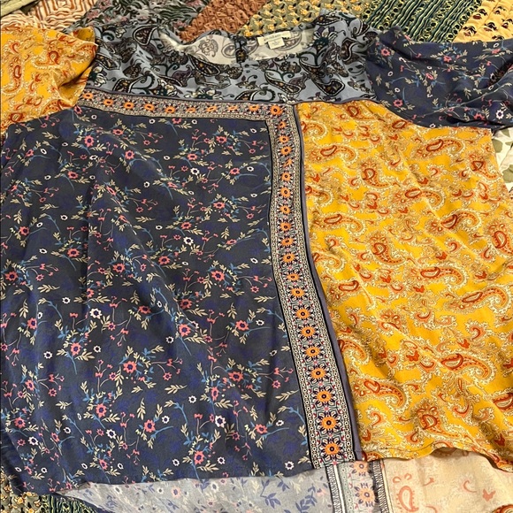 Sundance Paisley and Floral Patchwork Medley Bell Sleeve Blouse, NWOT, L - Picture 7 of 10